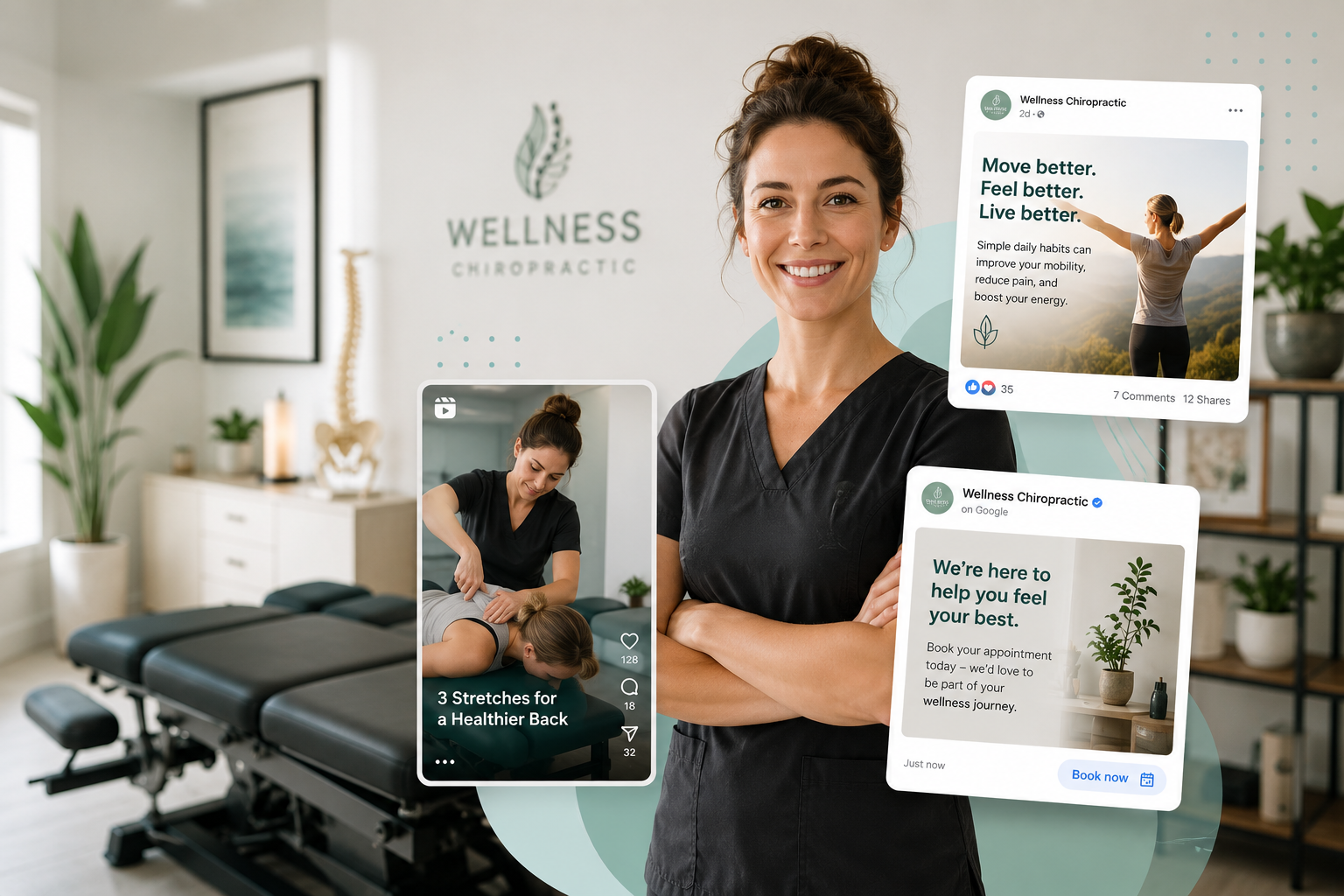 main page AI-powered social media marketing for wellness businesses